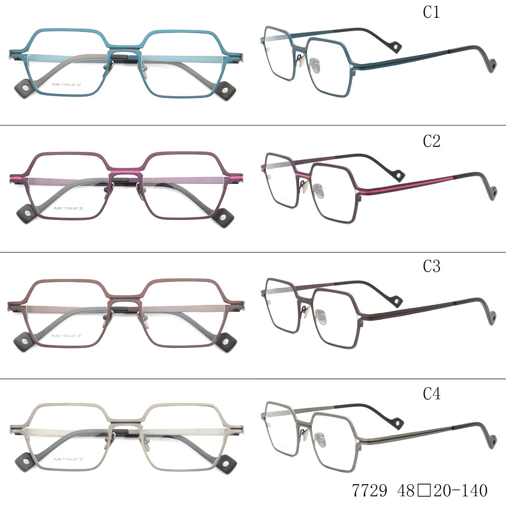 Modern square full rim titanium eyeglass frames