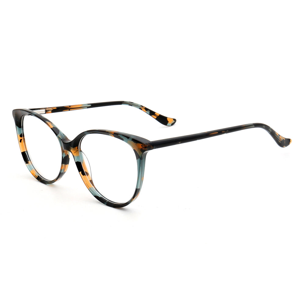 A pair of round full rim multicolored eyeglasses for women