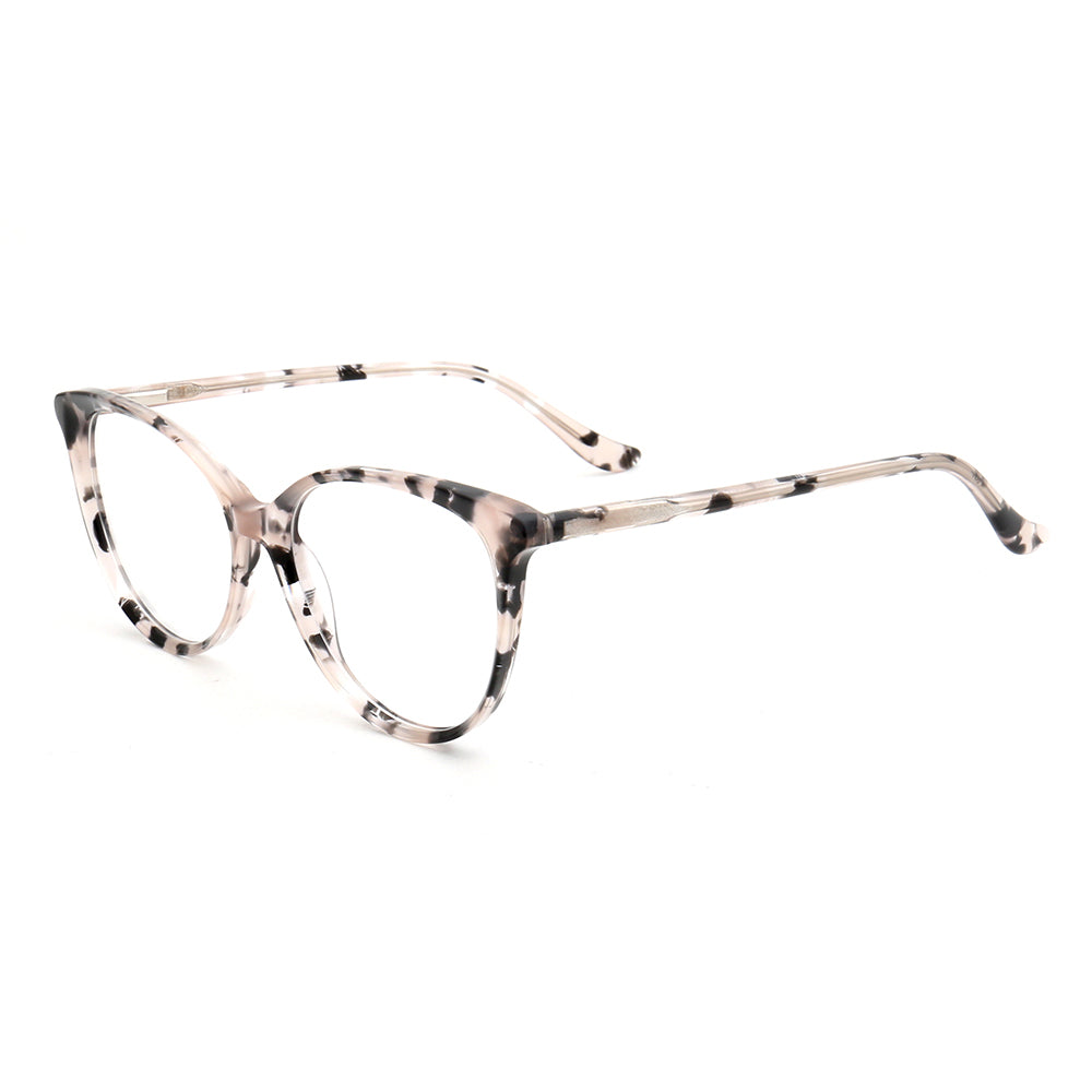 Side view of round tortoise patterned glasses for women