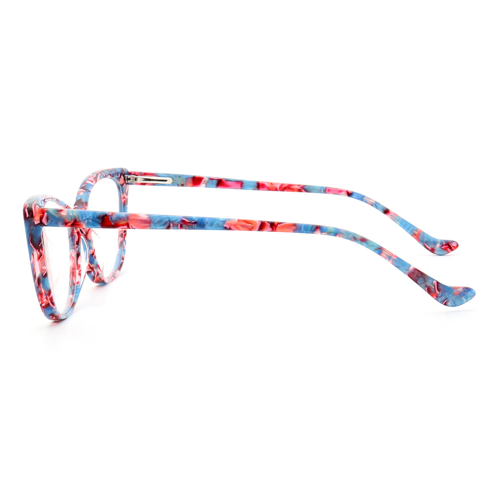 Temples of blue cat eye glasses for women