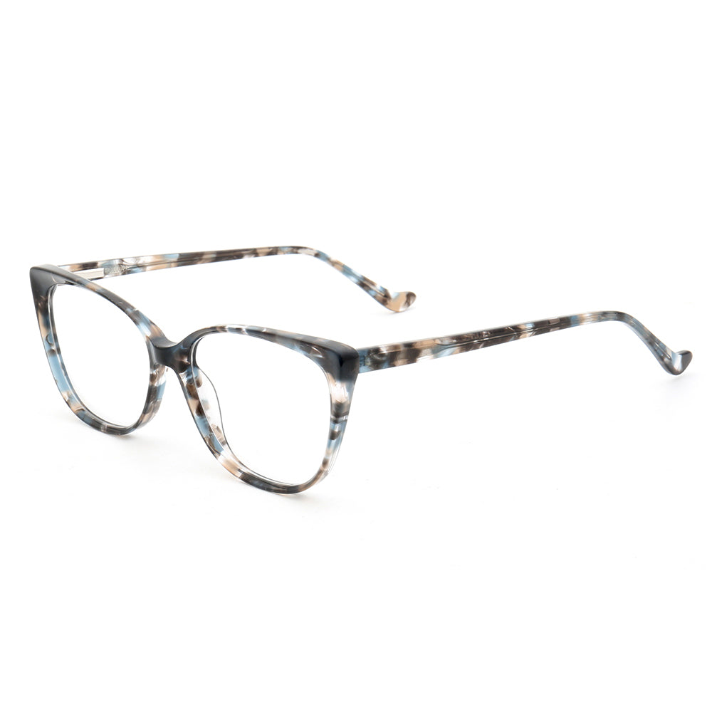 Side view of patterned cat eye glasses for women