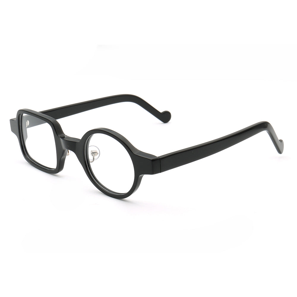 Side view of black mismatch retro glasses frames