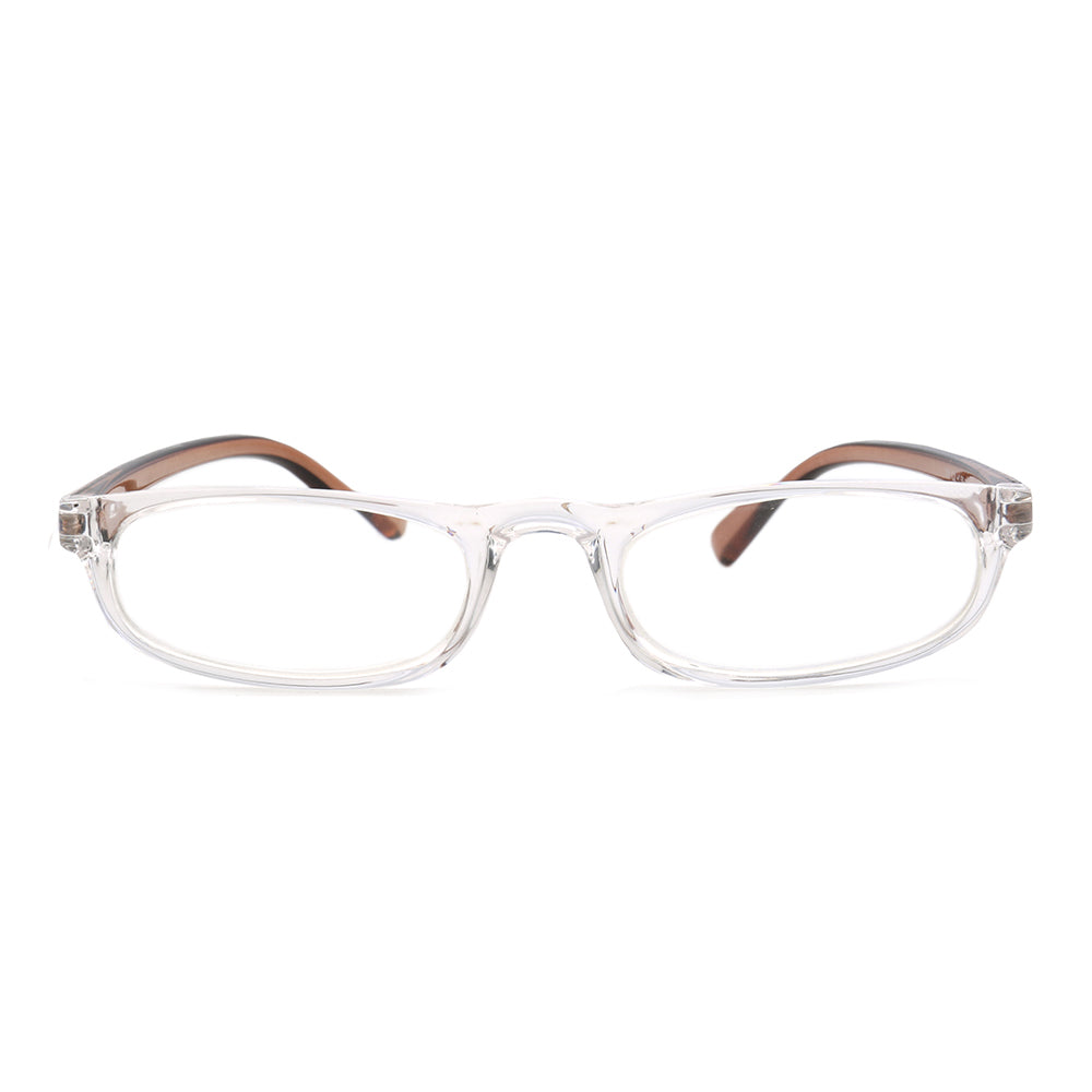 Front view of clear oval reading glasses