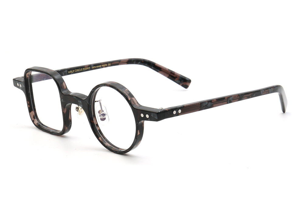 Side view of dark tortoise shell mismatch eyewear frames