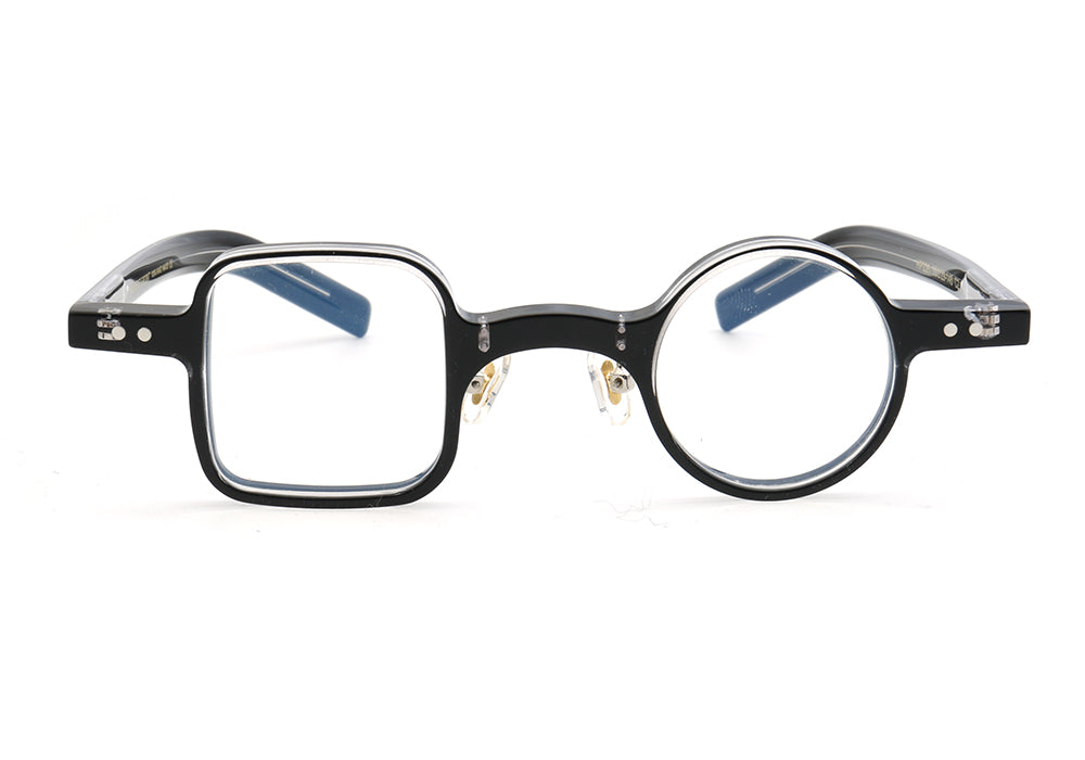 Black mismatch square and round eyeglasses