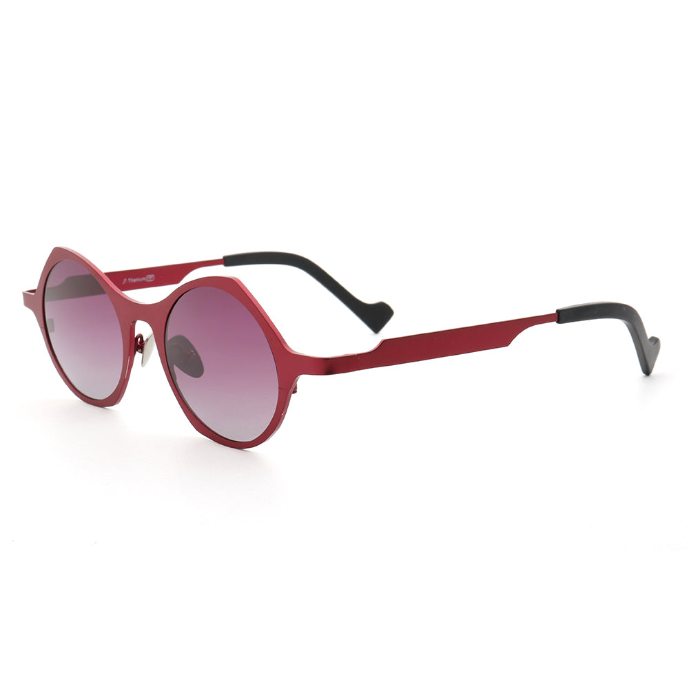 Side view of red polarized titanium sunglasses