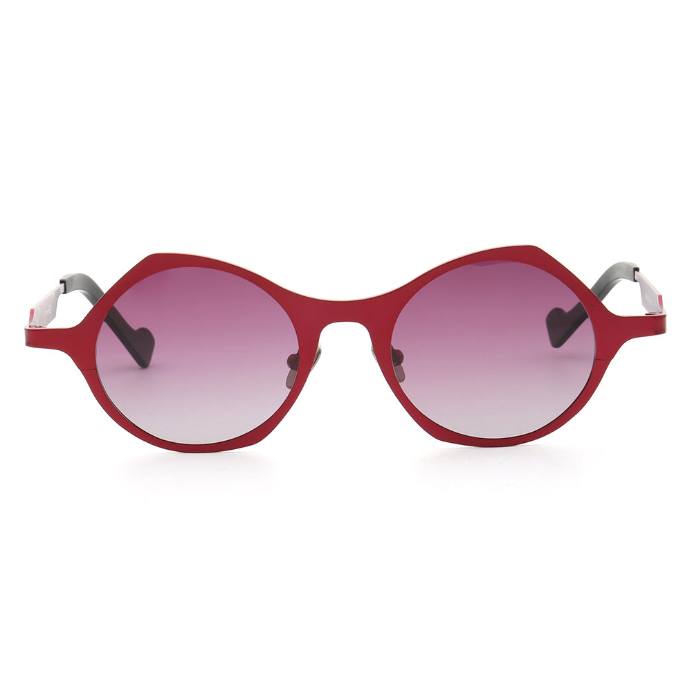 Front view of red titanium polarized sunglasses