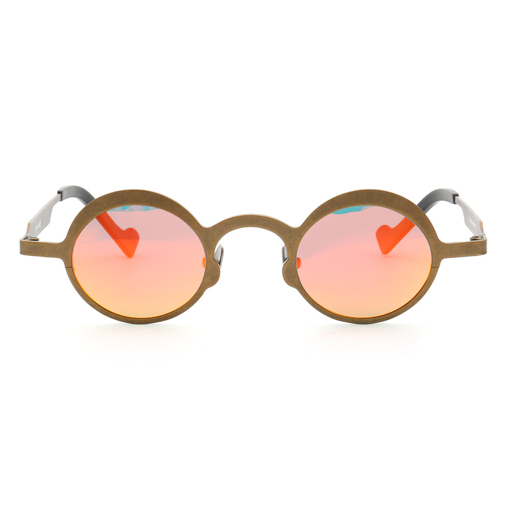 Front view of bronze titanium sunglasses