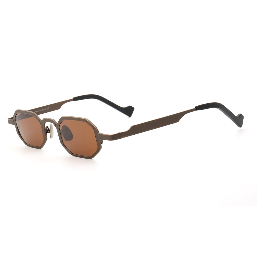 Side view of bronze polarized titanium sunglasses
