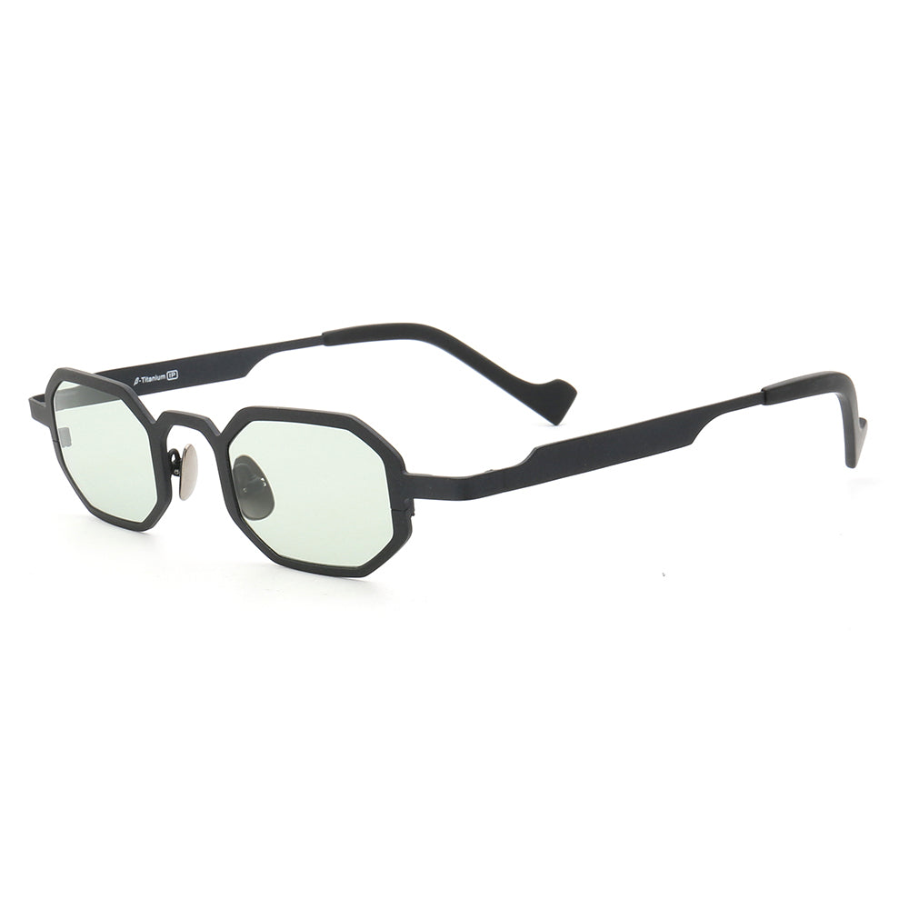 Side view of black polarized titanium sunglasses