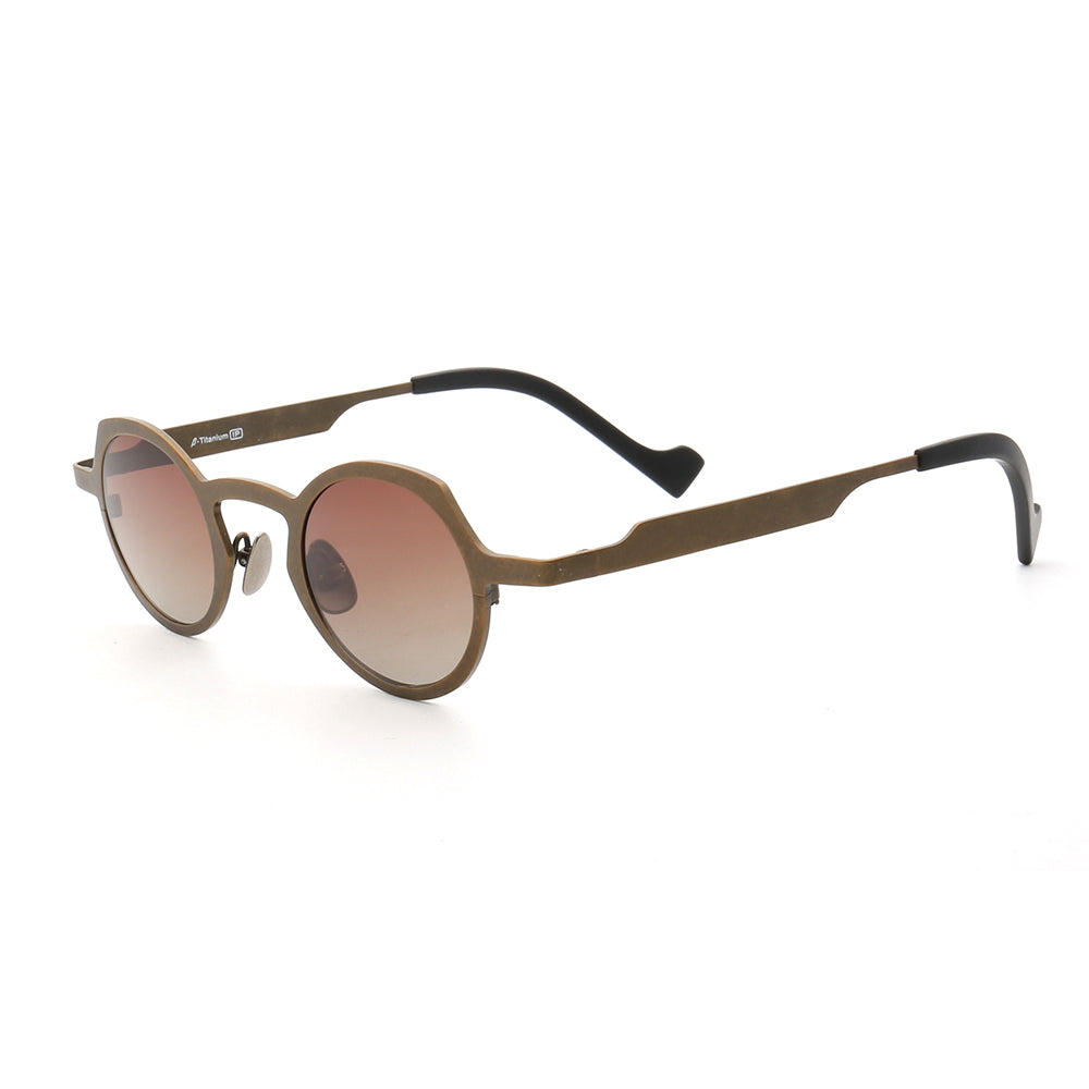 Side view of bronze polarized titanium sunglasses