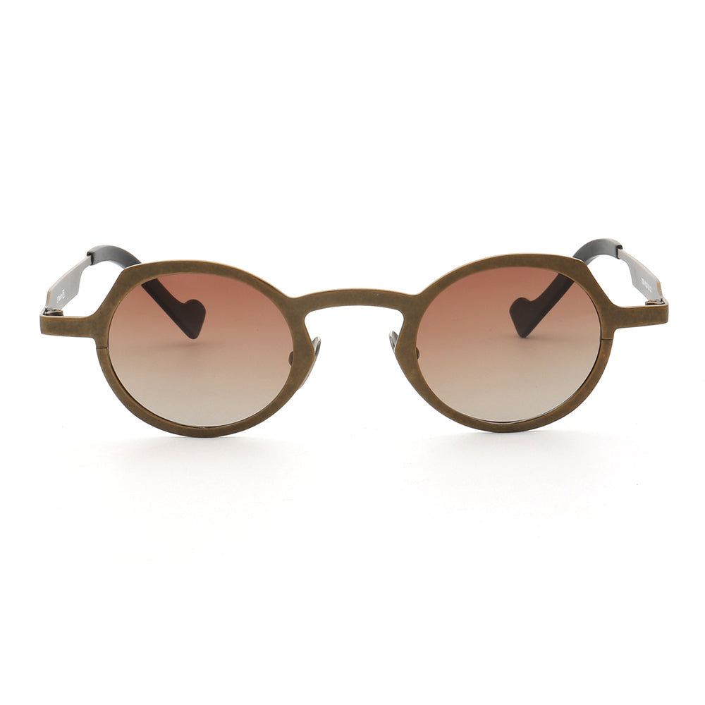 Front view of bronze polarized titanium sunglasses