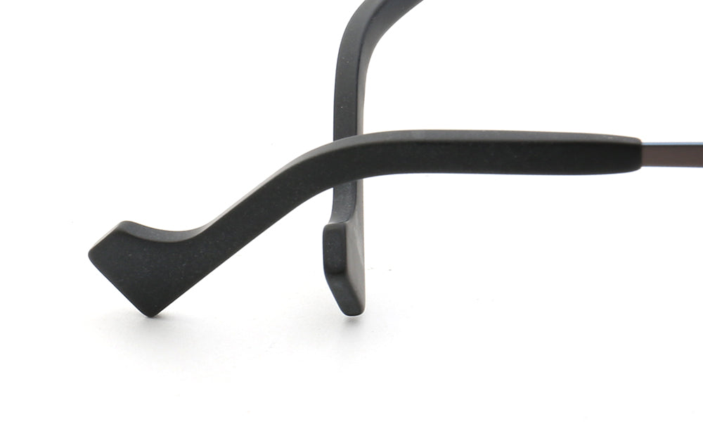 Temple tips of grey titanium sunglasses