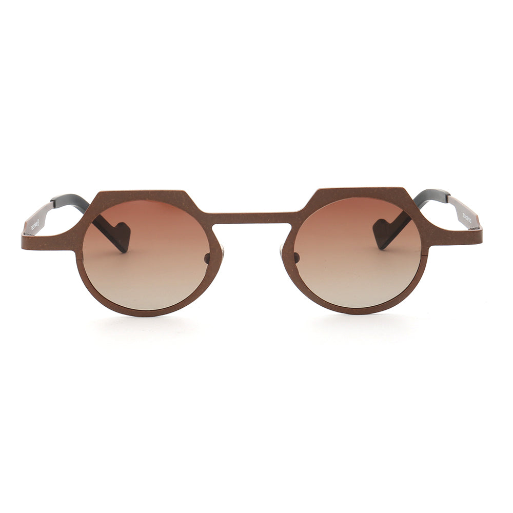 Front view of bronze polarized titanium sunglasses