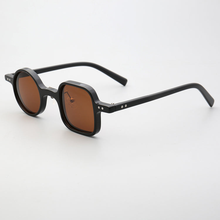 side view of black brown mismatch polarized sunglasses