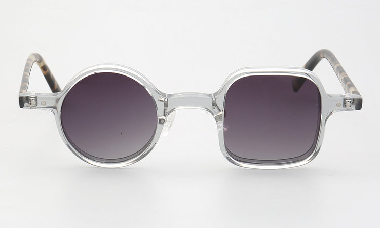 Front view of clear mismatch polarized sunglasses