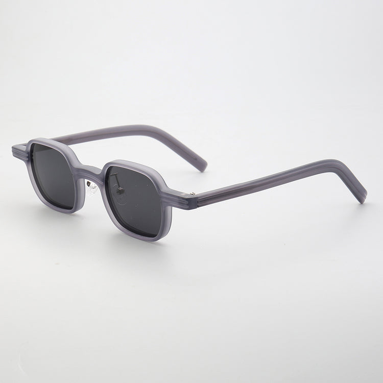 Side view of grey polarized acetate sunglasses