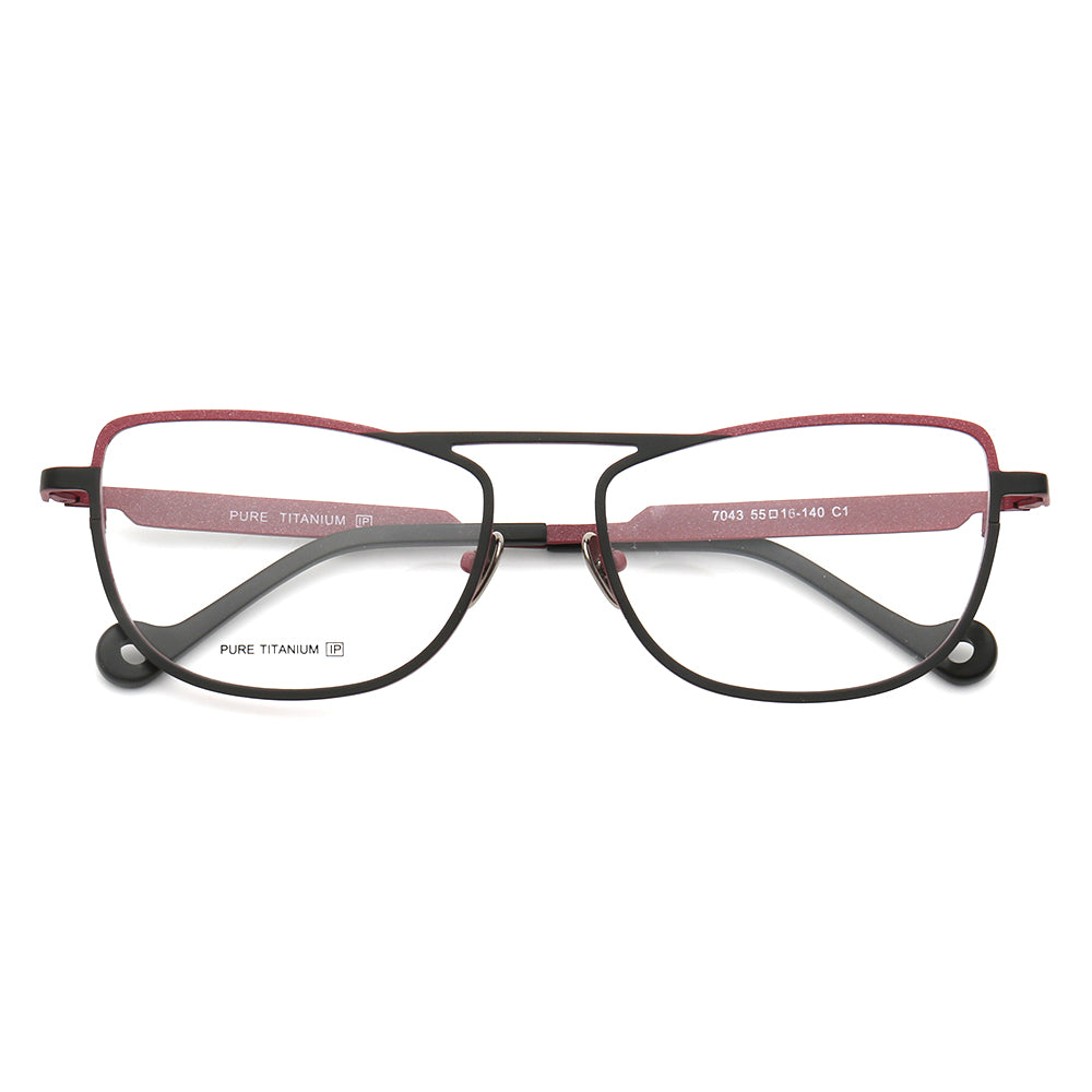 Flat top multicolored titanium eyeglasses for women