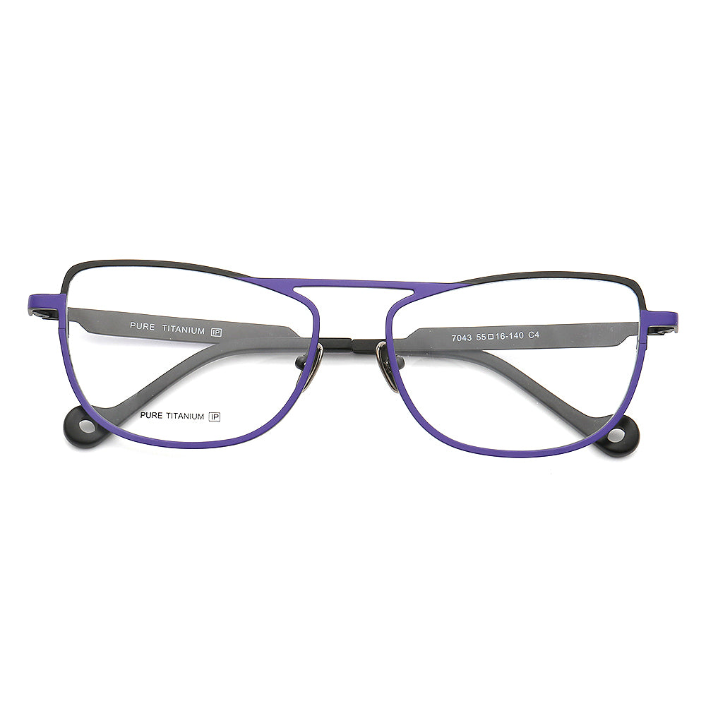 Purple flat top titanium eyeglasses for women