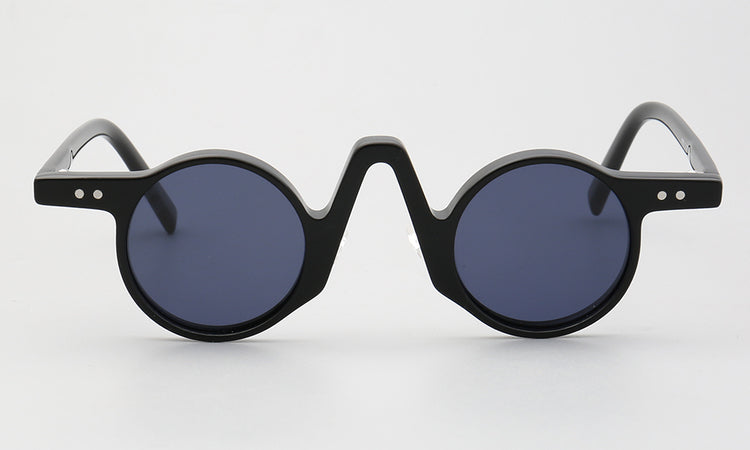 Front view of black round polarized sunglasses