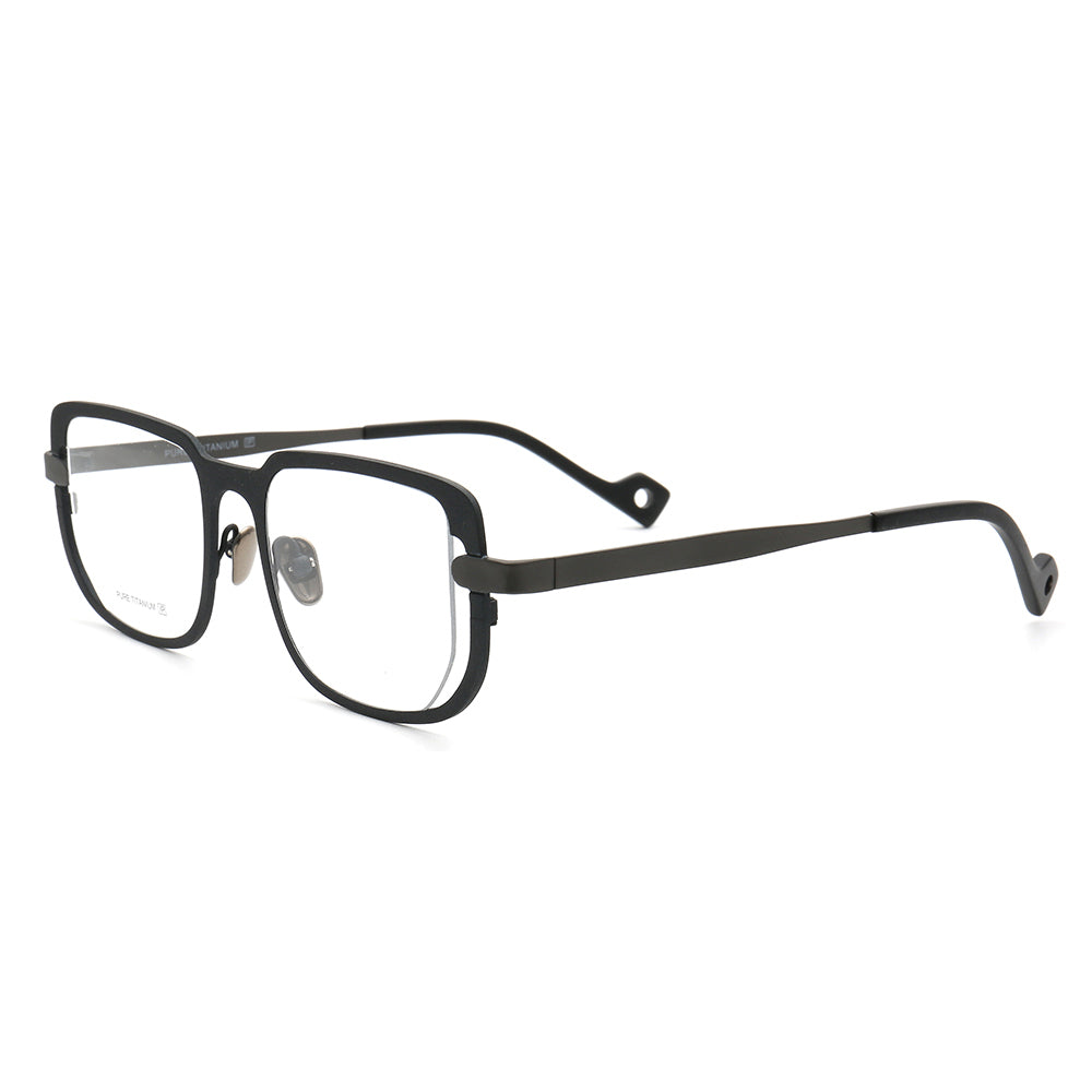 Dark grey square modern titanium glasses