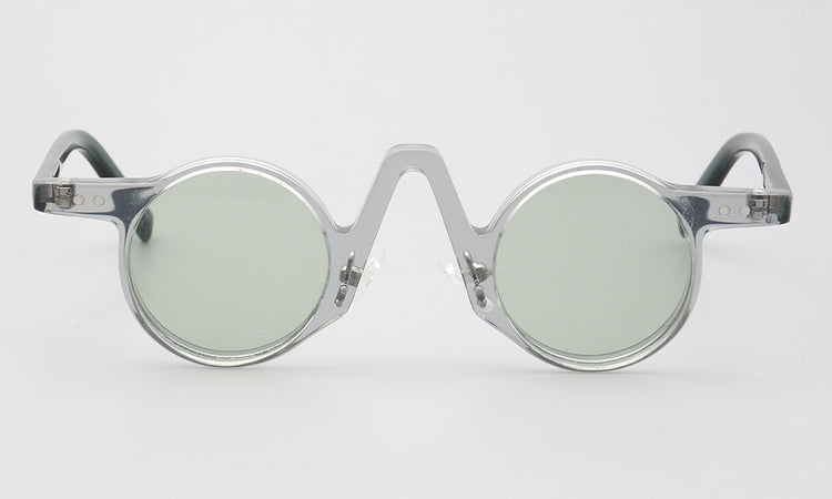 Front view of clear grey polarized sunglasses