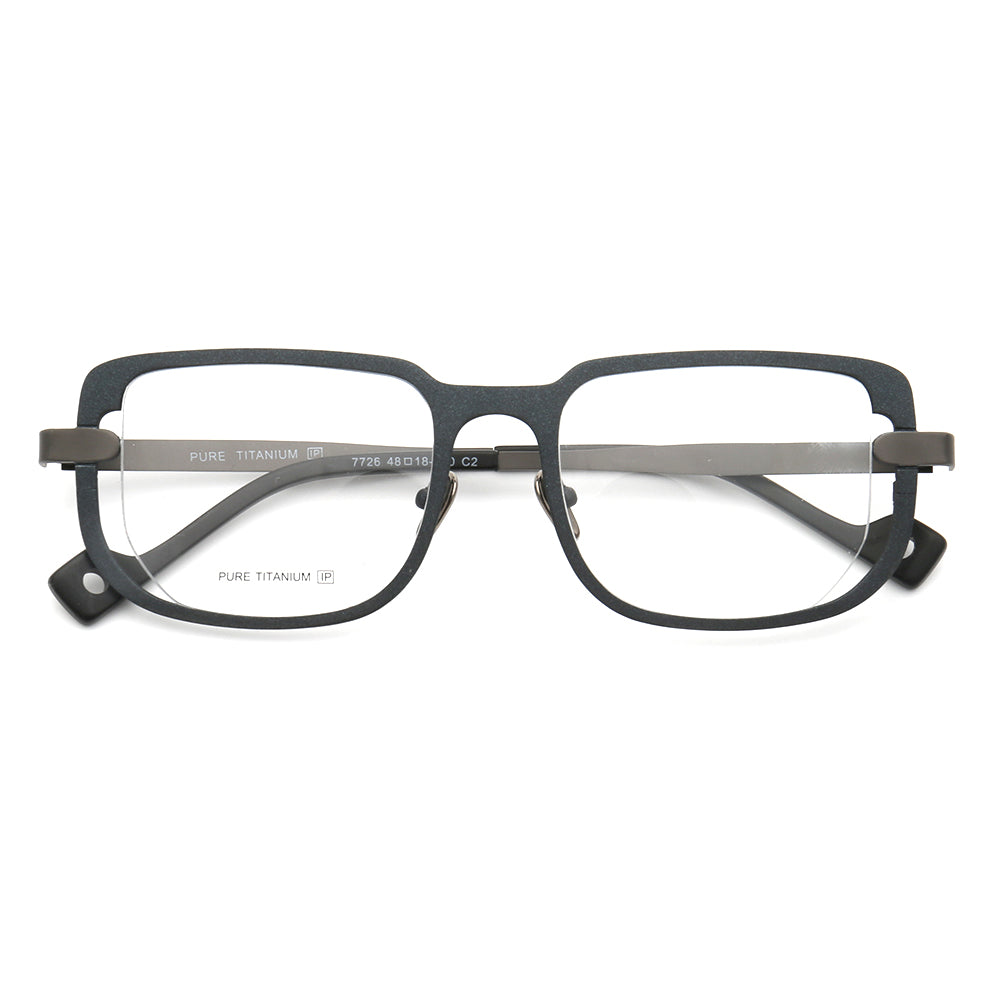 Dark grey full rim modern titanium eyeglasses