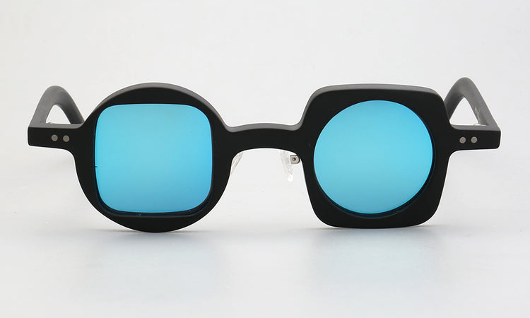 Front view of black mismatch polarized sunglasses