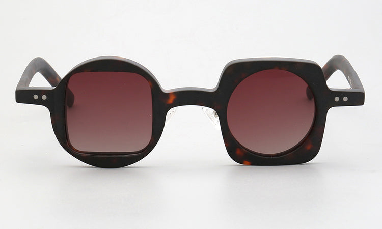 Front view of red mismatch polarized sunglasses