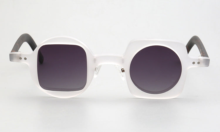 Front view of clear mismatch sunglasses