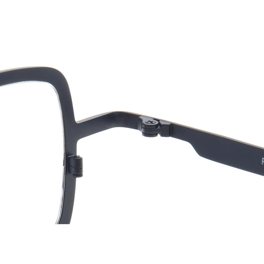 Hinge of blue square titanium eyeglasses