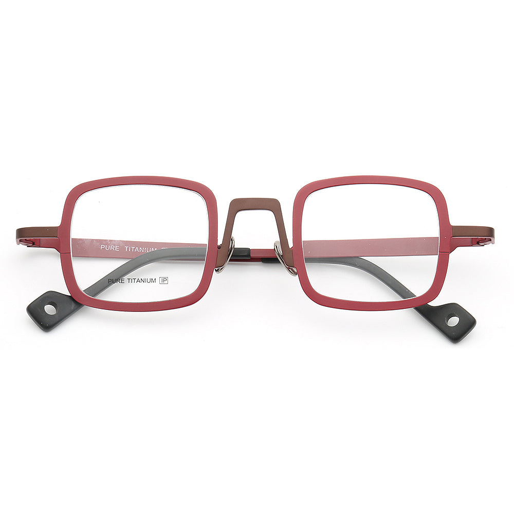 Red nerd style eyeglass frames