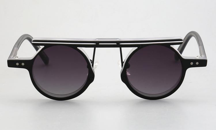 Front view of flat top acetate sunglasses