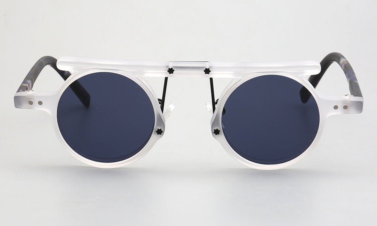 Front view of clear flat top polarized sunglasses