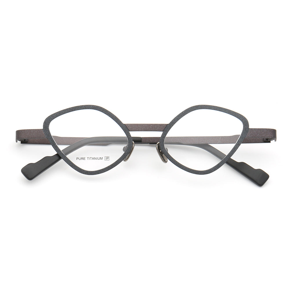 Black and grey geometric cat eye glasses