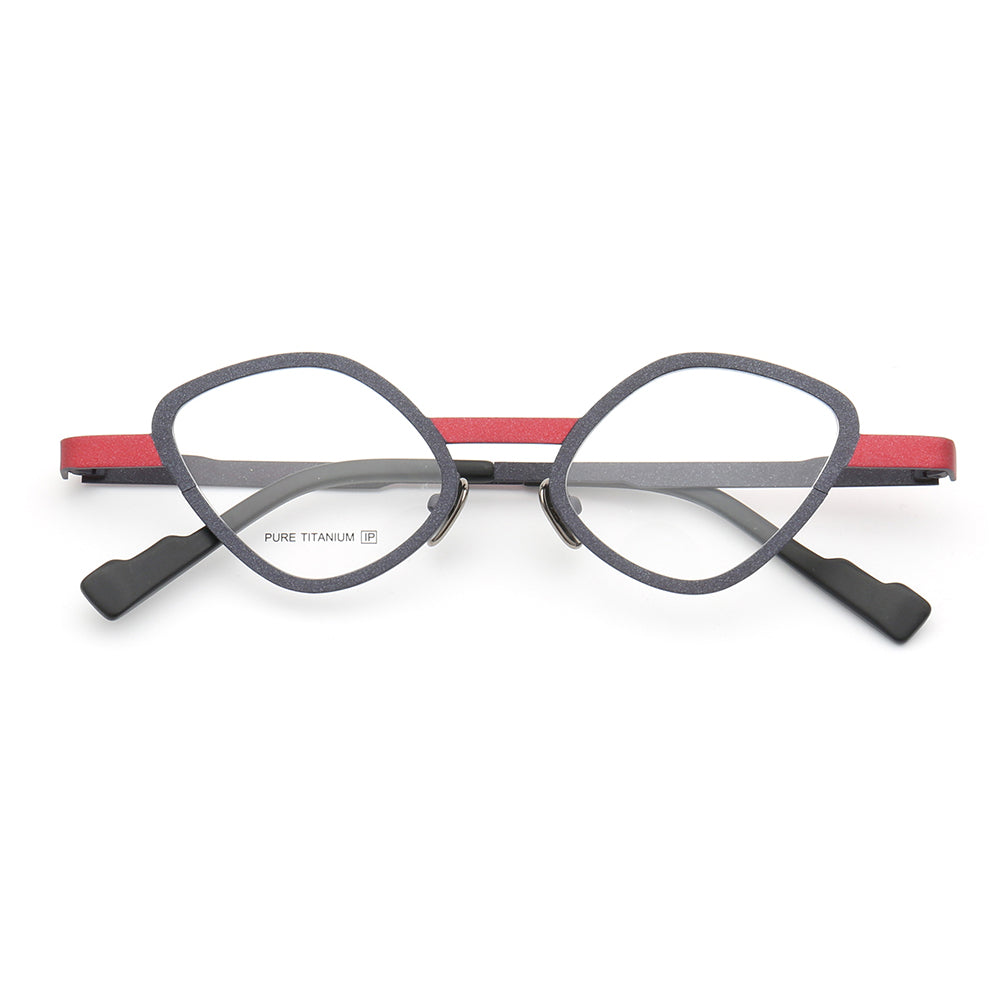 Black and red geometric cat eye glasses