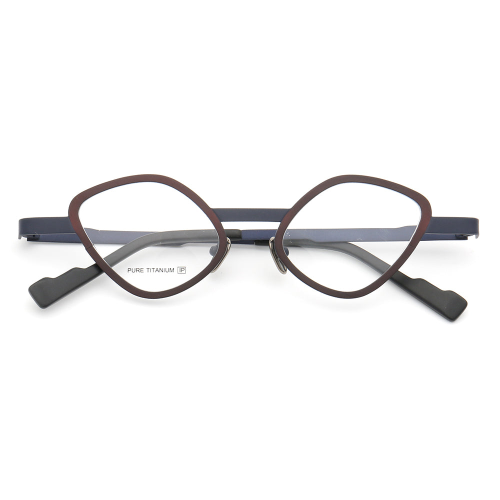 Multicolored geometric cat eye glasses frames