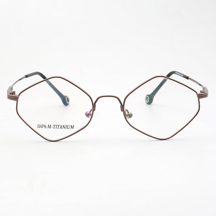 Front view of brown geometric memory metal glasses