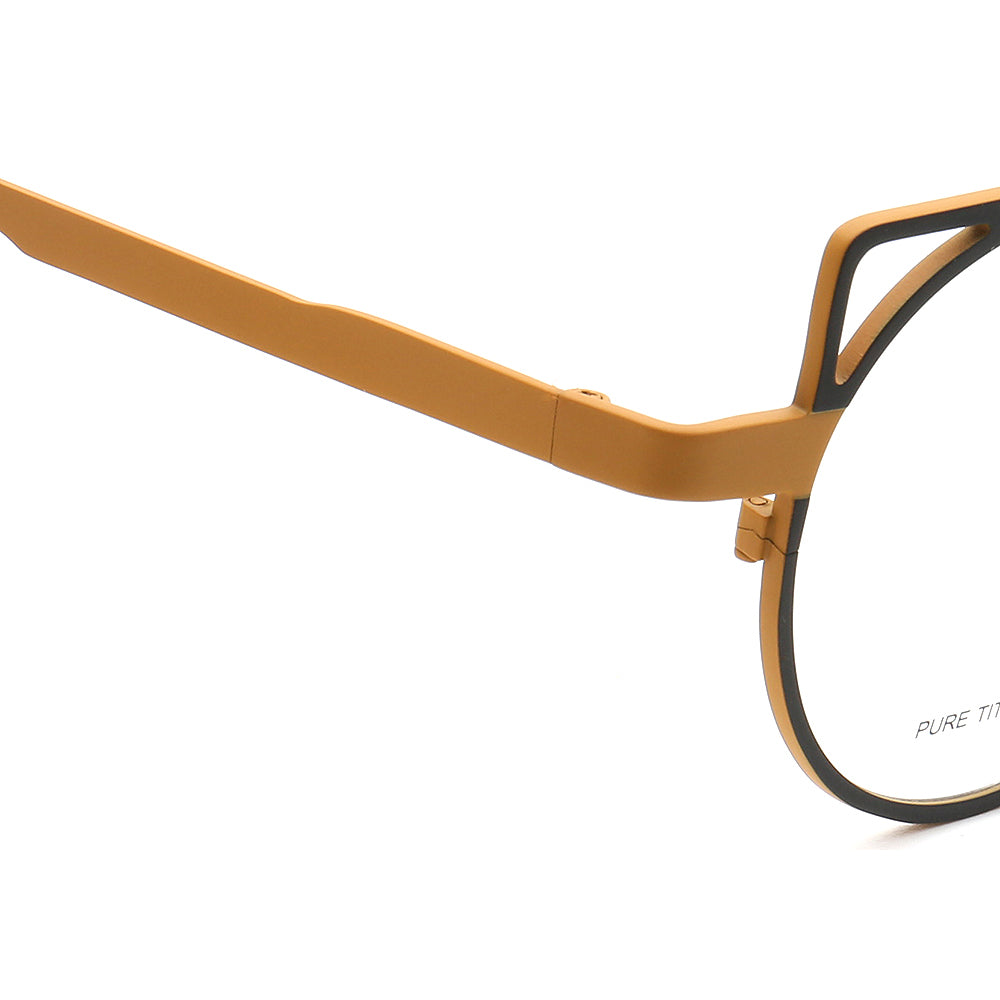 Temple of flat top retro titanium eyeglasses