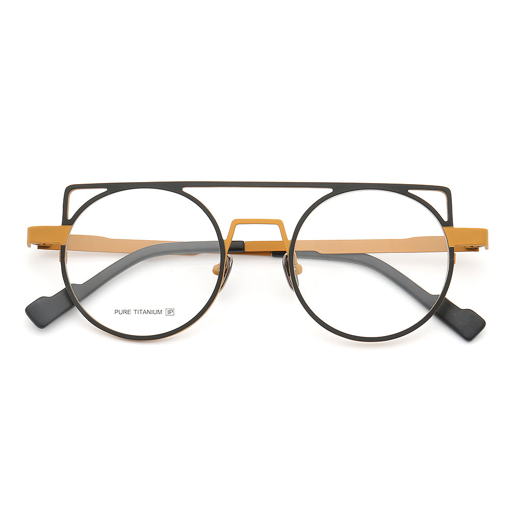 Devon | Retro Double Bridge Eyeglasses | Round Flat Top Pure