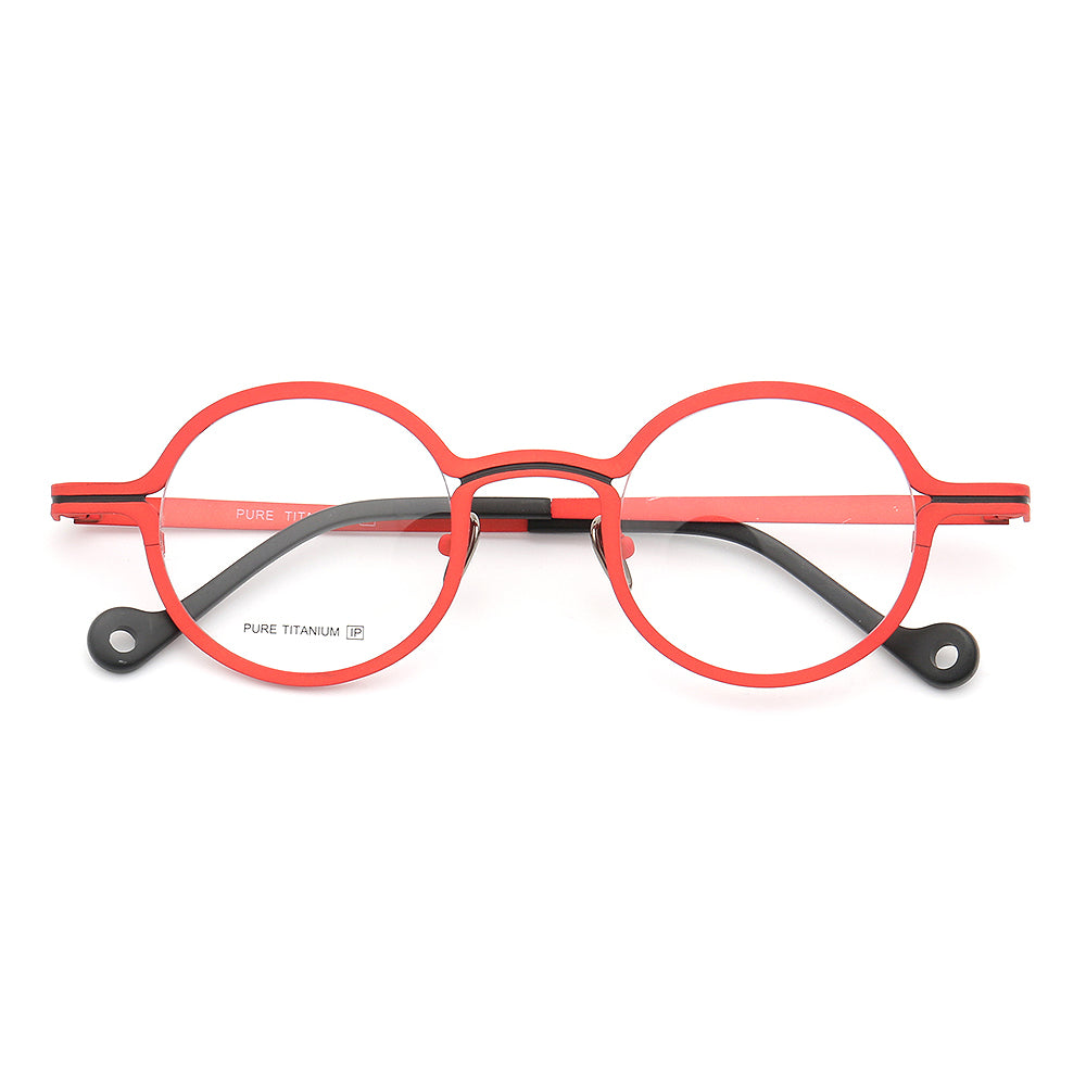 Red and black striped titanium glasses