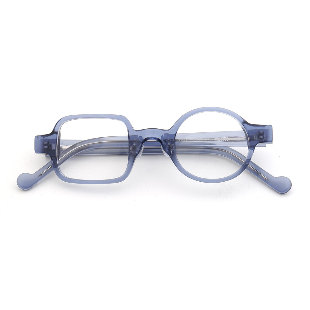Clear blue mismatch acetate eyeglass frames