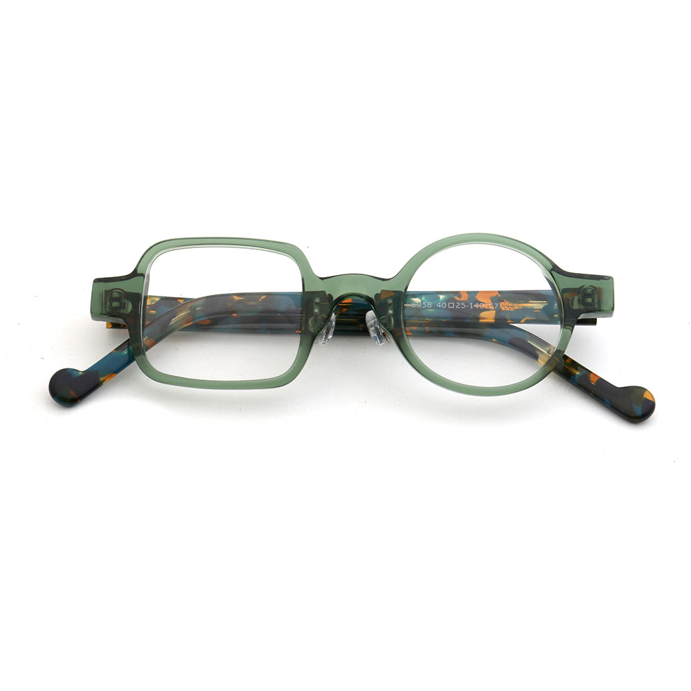 Green tortoise shell mismatch retro glasses