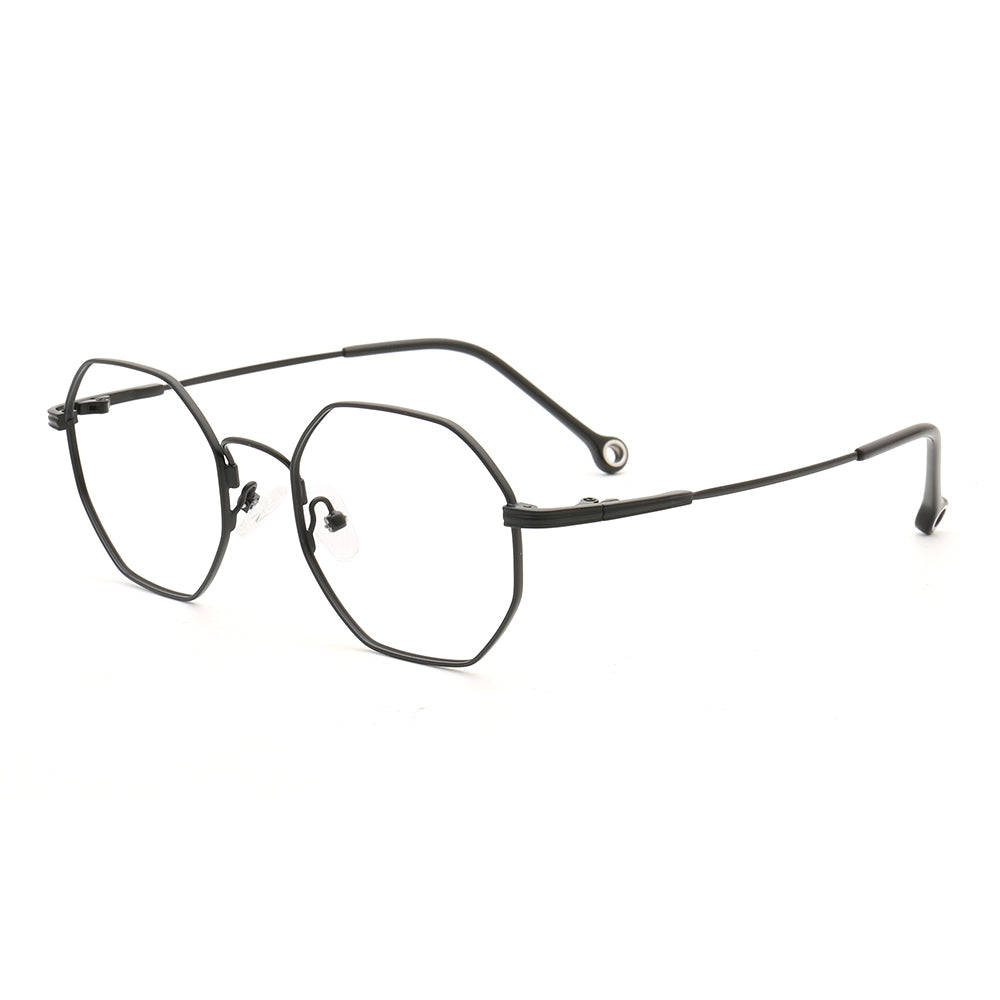 Side view of black memory metal full rim glasses