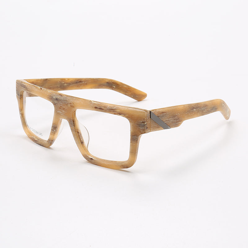 Sand | Fashionable Square Full Rim Acetate Glasses | Lightweight Frames w/ Modern Patterned Design