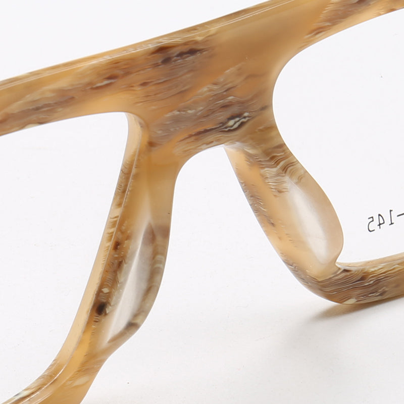 Sand | Fashionable Square Full Rim Acetate Glasses | Lightweight Frames w/ Modern Patterned Design