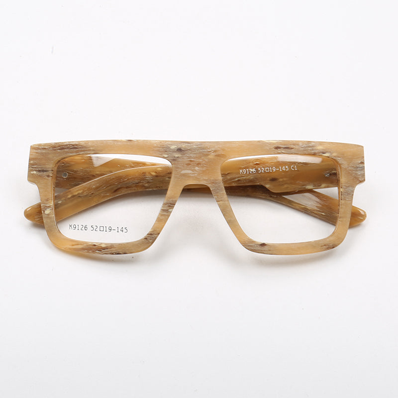 Sand | Fashionable Square Full Rim Acetate Glasses | Lightweight Frames w/ Modern Patterned Design