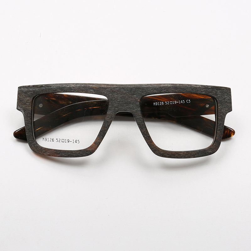 Sand | Fashionable Square Full Rim Acetate Glasses | Lightweight Frames w/ Modern Patterned Design