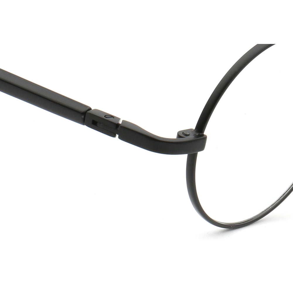 Temple of black round full rim eyeglasses