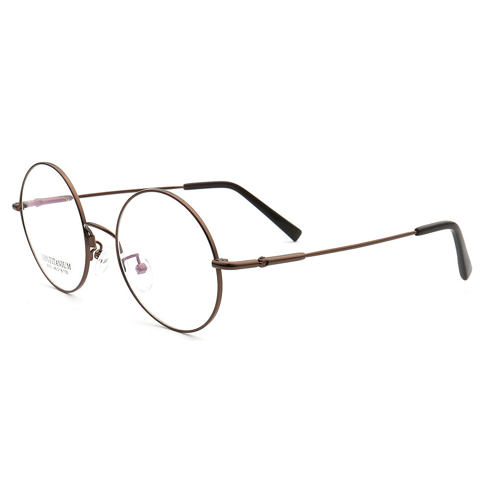 Side view of brown round glasses